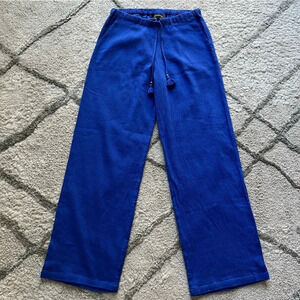 Talbots blue pull on casual beach pants cotton high rise wide leg XS